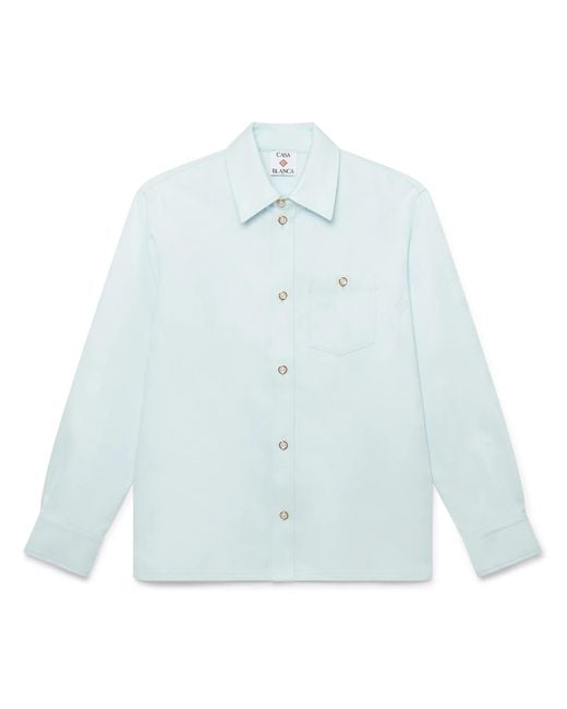 Casablanca Paris Blue Chemise À Manches Longues En Coton Avec Monogramme for men