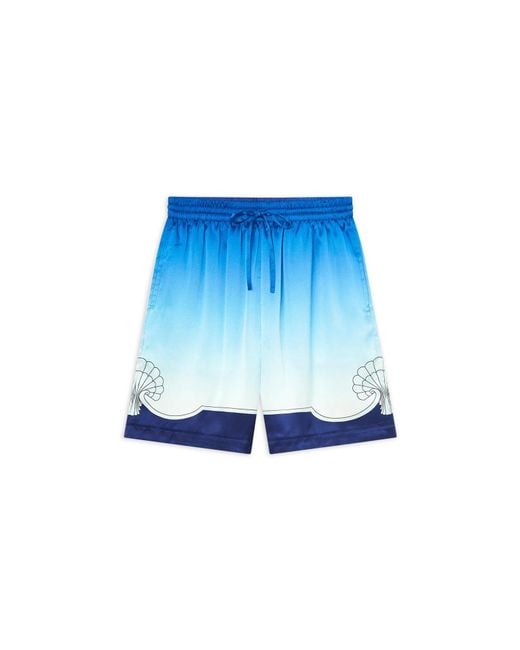 Casablanca Paris Blue Place Vendome Silk Shorts, By for men