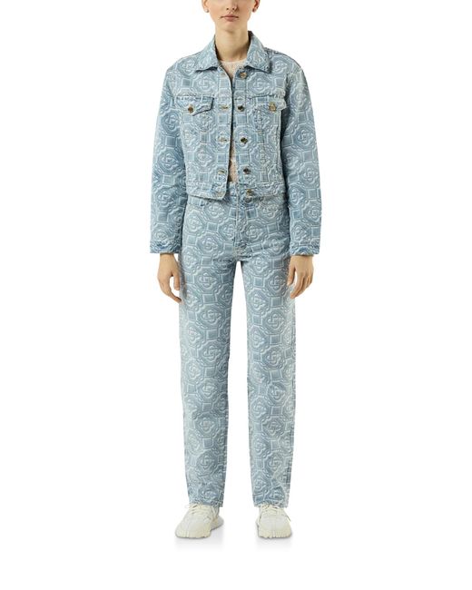 Casablanca Paris Blue Bleached Classic Monogram Straight Leg Jeans, Size By