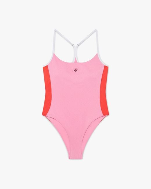 Casablanca Paris Pink Maillot De Bain Rose À Monogramme