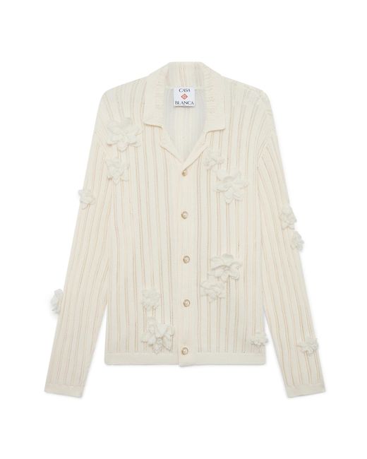 Casablanca Paris White Chemise En Maille À Dentelle Fleurie for men