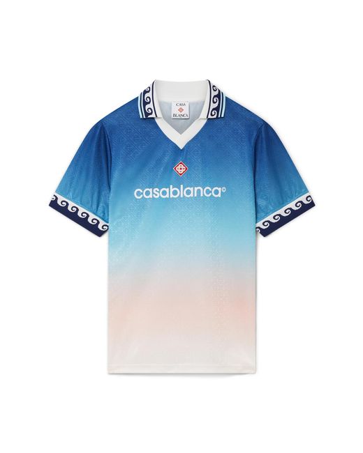 Casablanca Paris Blue Maillot De Football À Manches Courtes En Jacquard Dégradé