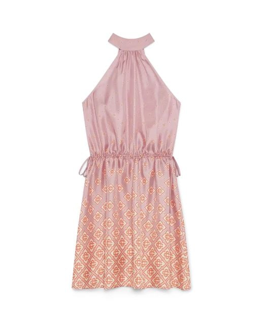 Casablanca Paris Pink Robe En Soie À Monogramme Dégradé