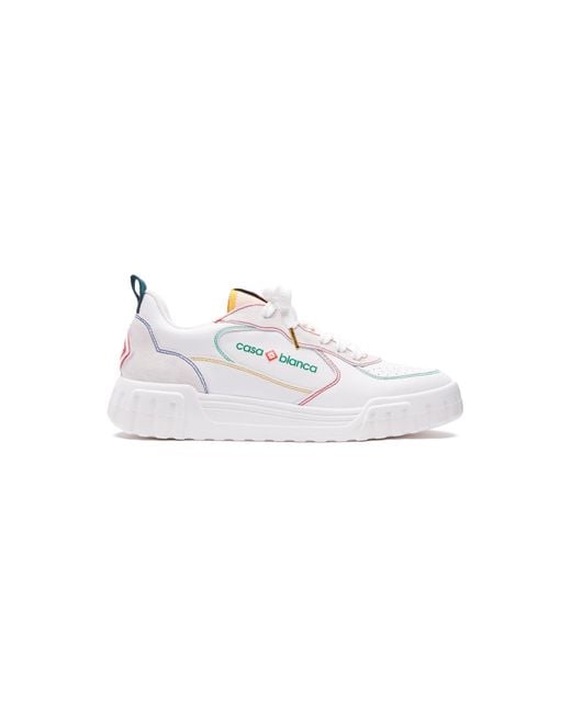 Casablanca Paris White Sneakers Pour Homme Blanches Et Multicolores Court for men