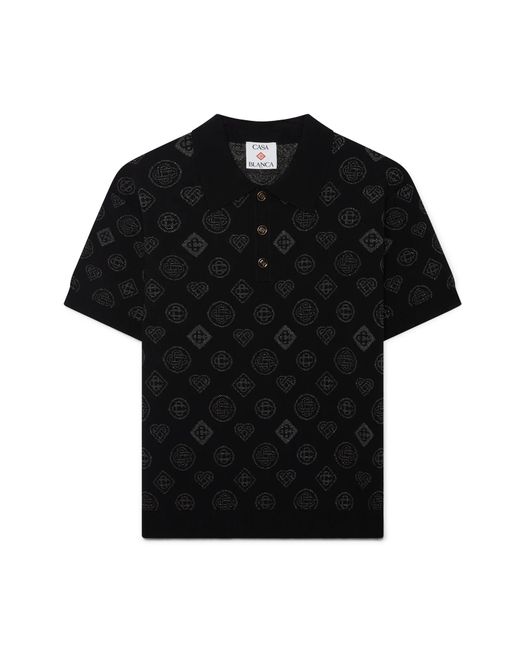 Casablanca Paris Black Polo En Jacquard À Monogramme for men