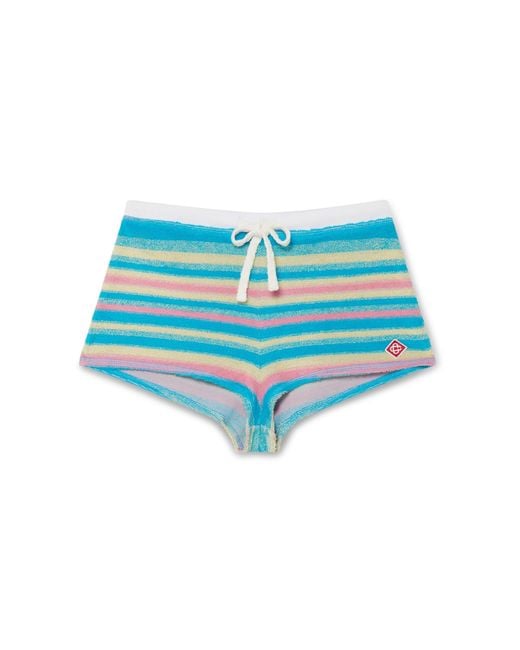 Casablanca Paris Blue Mini-Short En Tissu Éponge À Rayures
