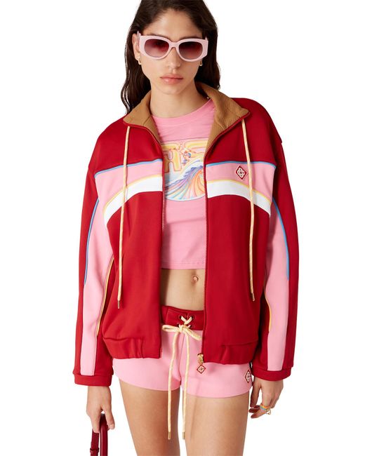 Casablanca Paris Red Tricot Oversized Track Jacket, By