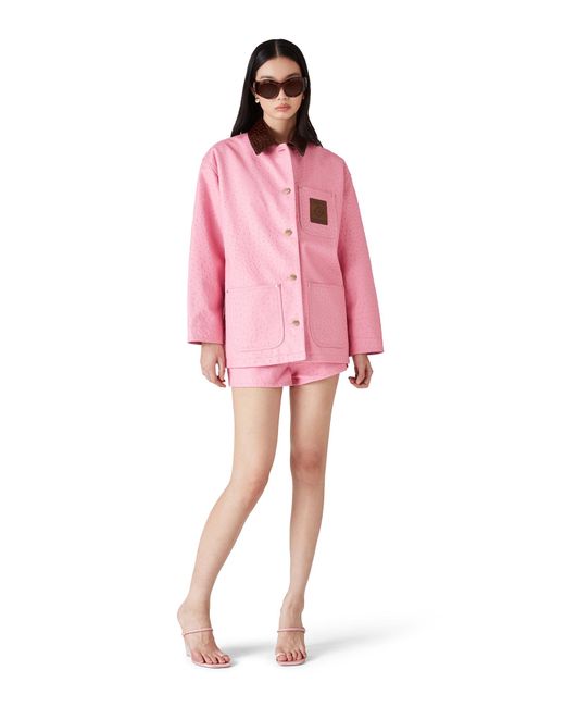 Casablanca Paris Pink Embossed Leather Workwear Coat, By