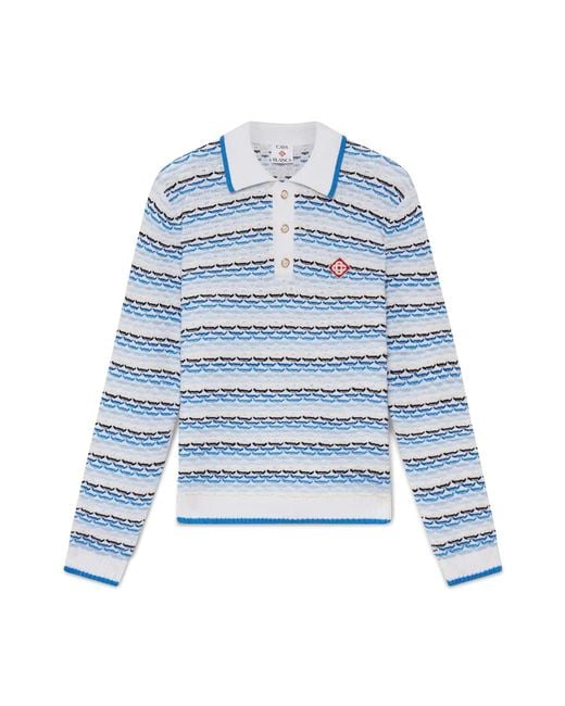 Casablanca Paris Blue Polo À Manches Longues En Point De Tricot for men