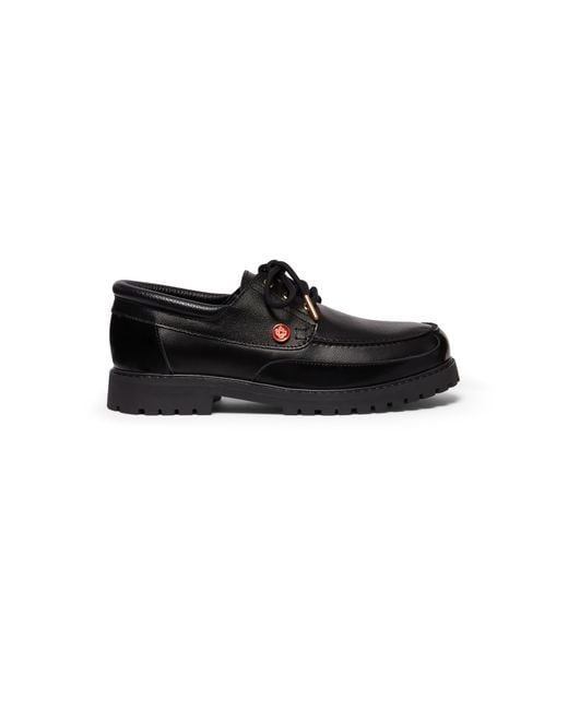 Casablanca Paris Black Leather Boat Shoes, Size By