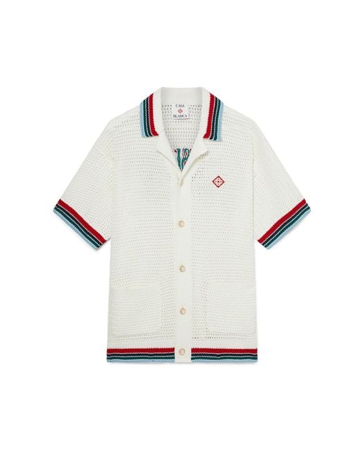 Casablanca Paris White Gothic Short Sleeve Crochet Shirt, By for men