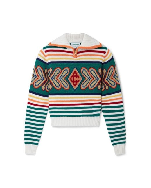 Casablanca Paris Multicolor Multicolour Diamond Zip Up Jumper, By