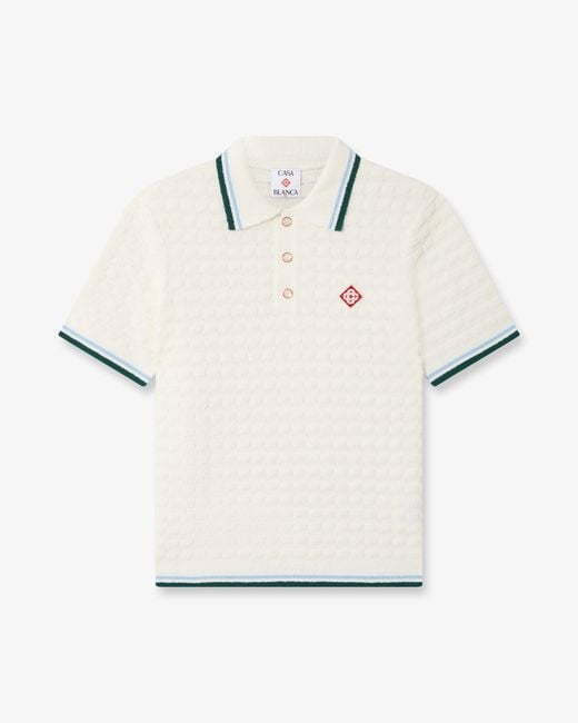 Casablanca Paris White Boucle Short Sleeve Polo Shirt, By for men