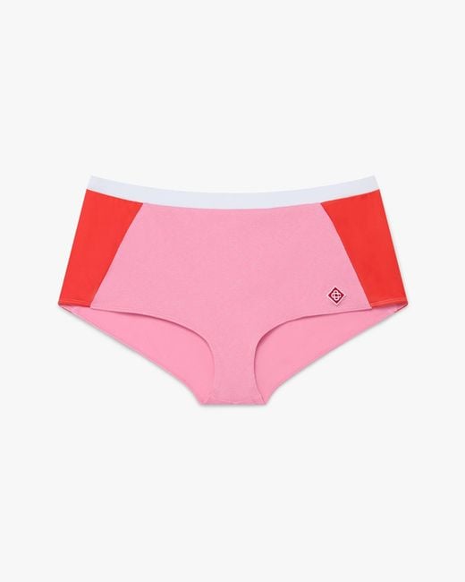 Casablanca Paris Pink Short De Bikini Rose À Monogramme