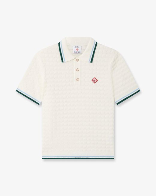 Casablanca Paris White Boucle Short Sleeve Polo Shirt, By for men