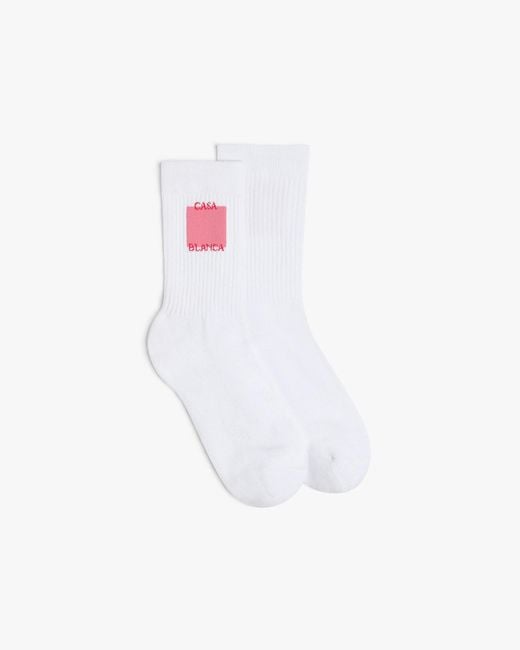 Casablanca Paris White Chaussettes Rose Shadow Logo Square for men