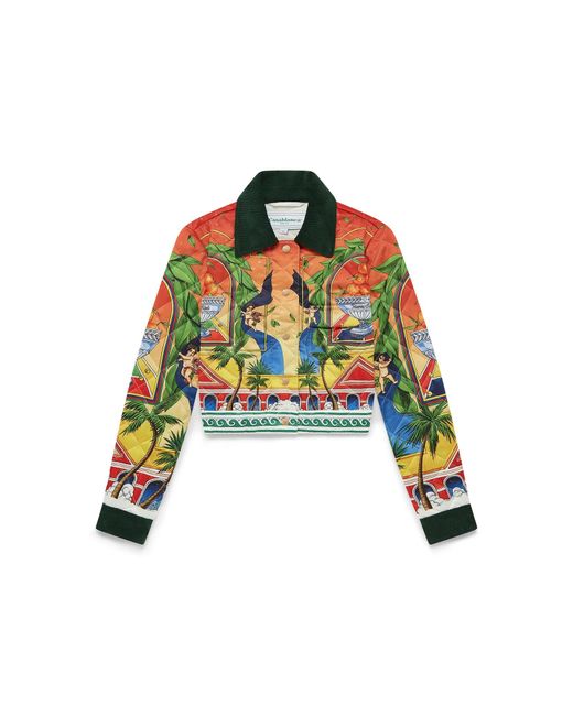 Casablanca Paris Multicolor Triomphe D' Quilted Cropped Jacket, Size By