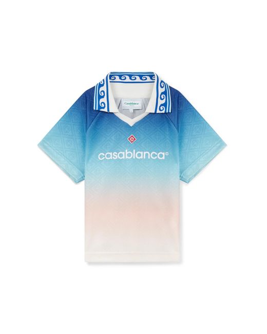 Casablanca Paris Blue Maillot De Football En Jacquard À Monogramme