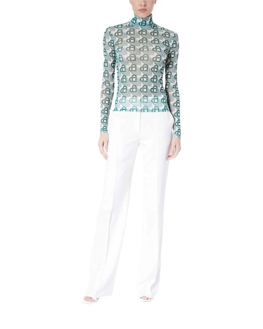 Casablanca Paris Blue Heart Monogram Mesh Top, By