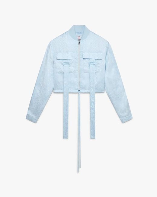 Casablanca Paris Blue Nuntucket Cropped Satin Bomber Jacket, By
