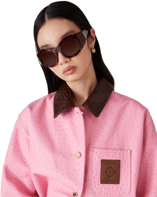 Casablanca Paris Pink Embossed Leather Workwear Coat, By