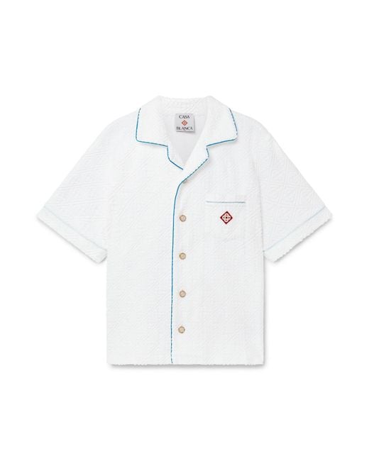 Casablanca Paris White Chemise À Manches Courtes En Tissu Éponge À Monogramme for men