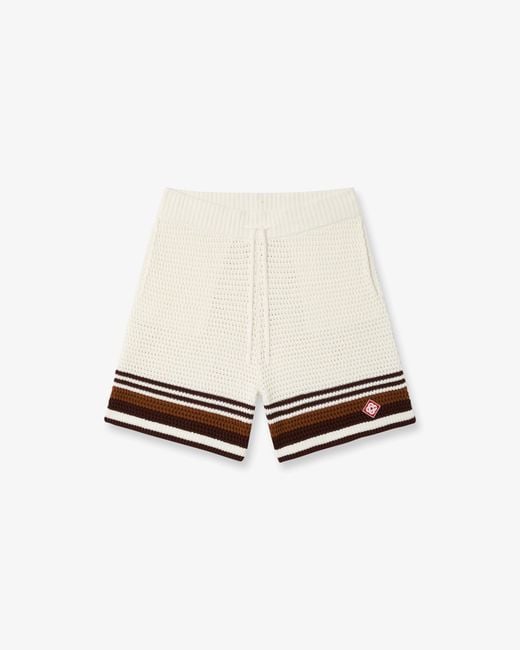 Casablanca Paris White Tennis Stripe Crochet Shorts, By for men