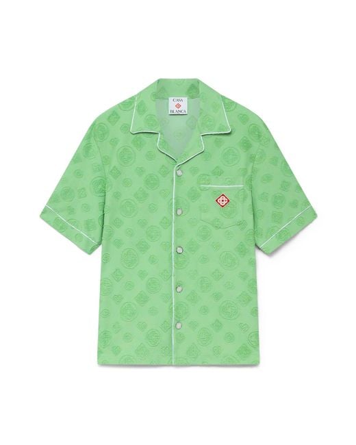 Casablanca Paris Green Chemise À Manches Courtes En Tissu Éponge À Monogramme for men