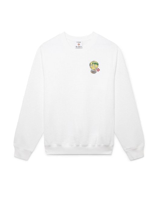Casablanca Paris White Sweat-Shirt Matelassé Tennis Mascot for men