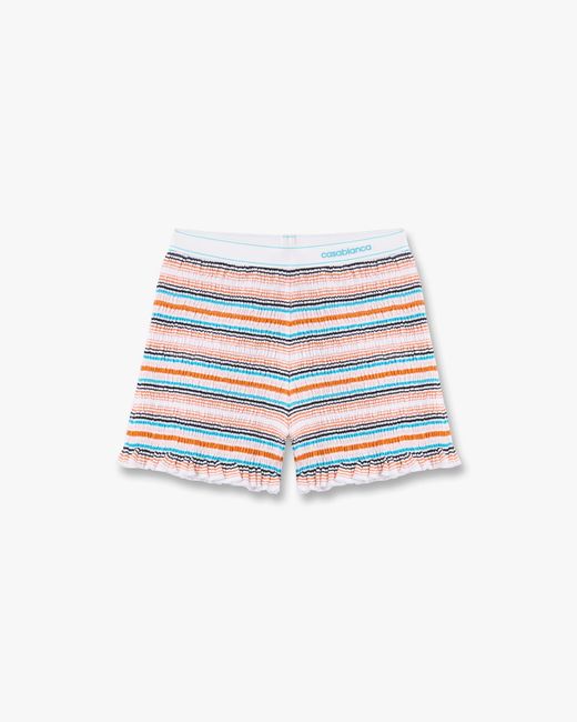 Casablanca Paris White Multicolour Striped Shirred Shorts, By