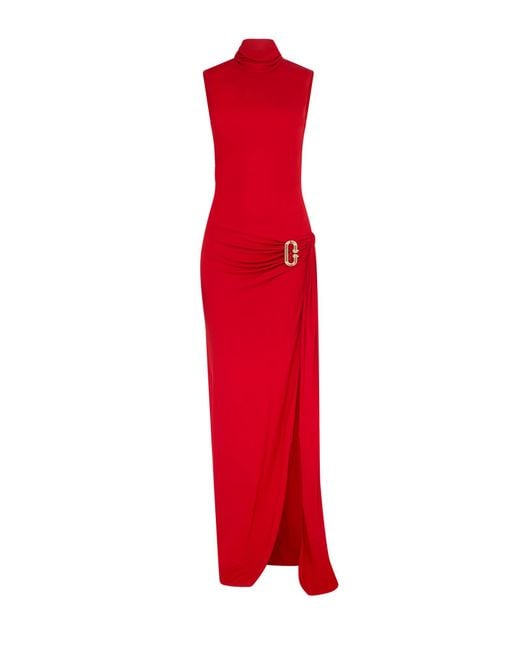 Casablanca Paris Red Sleeveless Side Split Column Dress, By