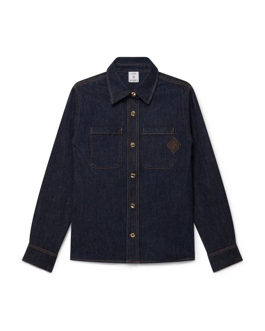 Casablanca Paris Blue Chemise En Denim Avec Logo Brodé