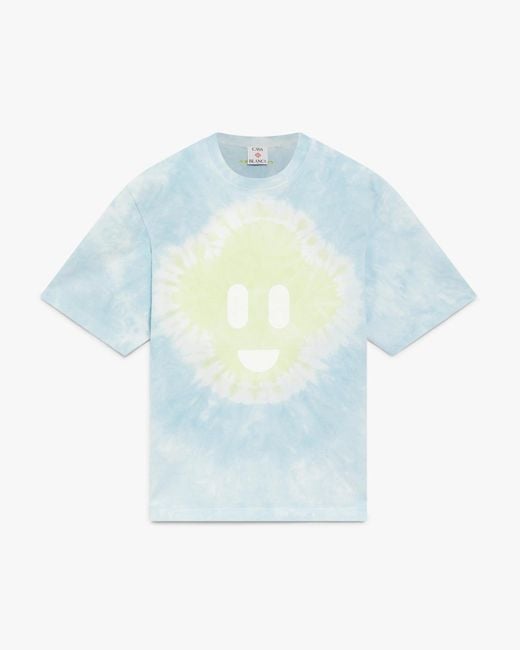 Casablanca Paris Blue T-Shirt À Manches Courtes Oversize Bleu Tie-Dye À Sourire Cc for men