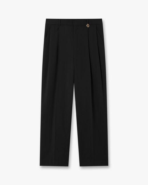 Casablanca Paris Black Carbon Pleated Straight Leg Wool Trousers, By for men