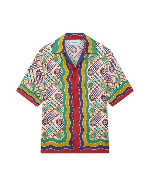 Casablanca Paris Red Tennis Monogram Silk Shirt for men