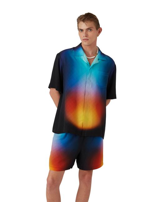 Casablanca Paris Blue Gradient Silk Short Sleeve Shirt, By