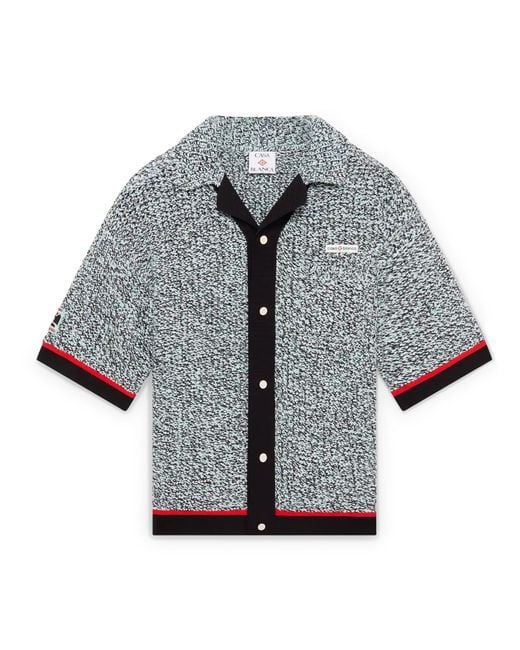 Casablanca Paris Gray Cotton Mouliné Short Sleeve Shirt, By for men