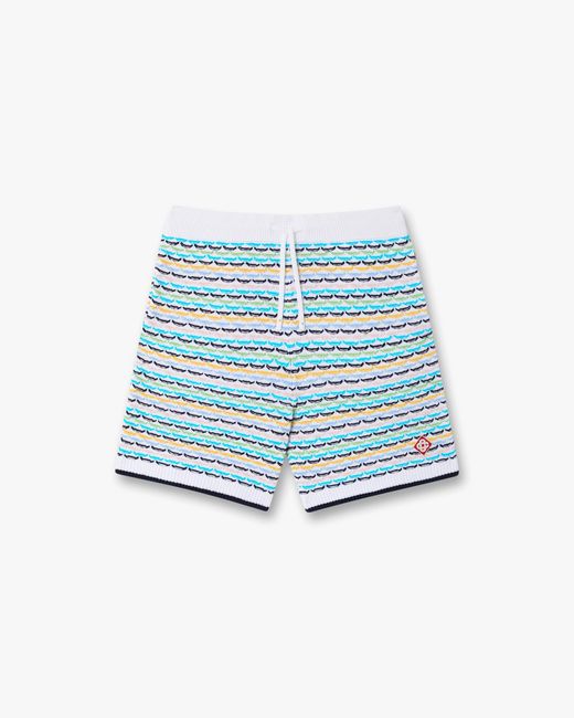 Casablanca Paris Blue Multicolour Crochet Tuck Stitch Shorts, By for men