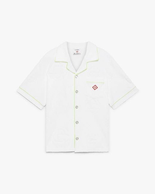 Casablanca Paris White Chemise À Manches Courtes En Tissu Éponge Blanc À Monogramme for men