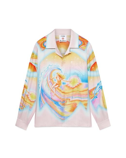 Casablanca Paris White Psychedelic Nirvana Long Sleeve Silk Shirt, By