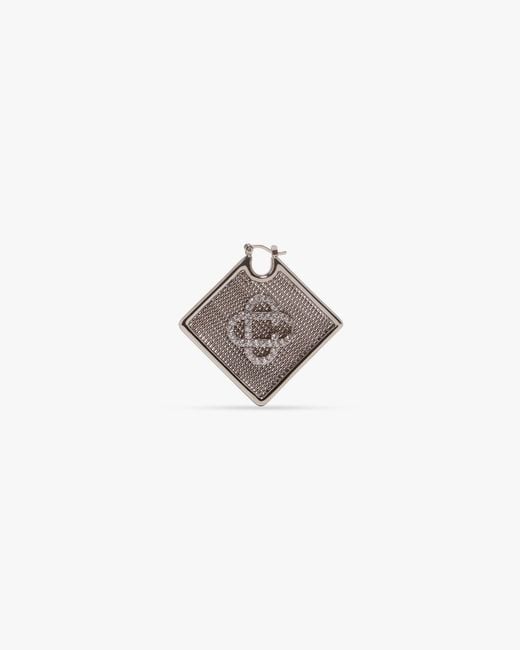 Casablanca Paris White Diamond Logo Brass Ear Hoops By for men