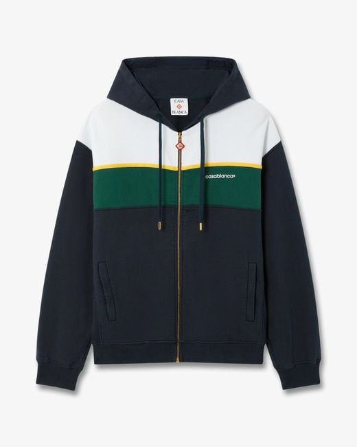 Casablanca Paris Black Panelled Zip-Up Hooded Sweatshirt, By for men