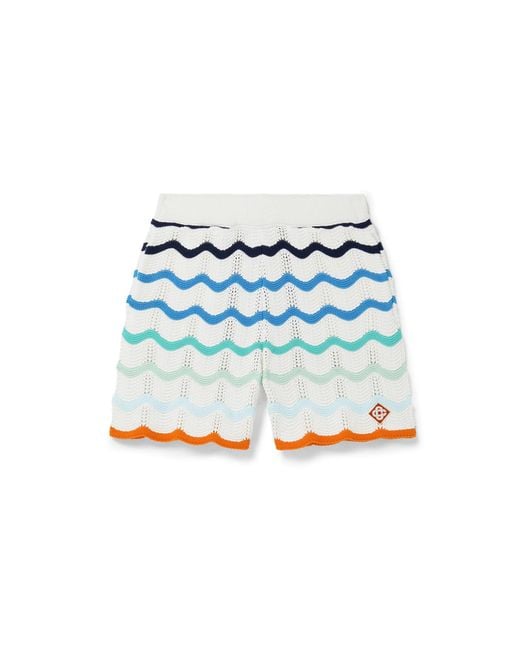 Casablanca Paris Blue Short En Crochet À Motif Vagues Dégradées for men