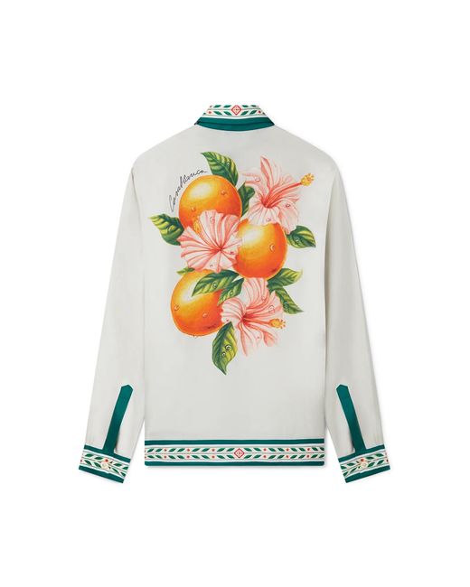 Casablanca Paris White Oranges En Fleur Silk Shirt, By