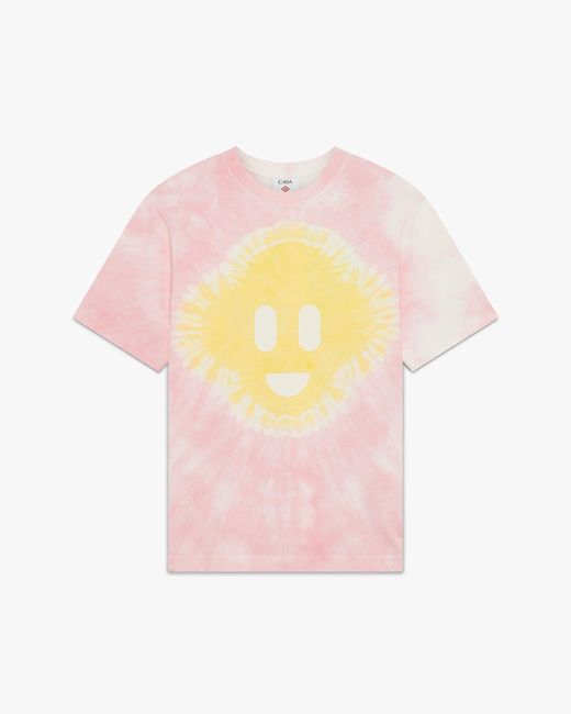 Casablanca Paris Pink Tie Dye Oversized Cc Smile Short Sleeve T-Shirt, By for men