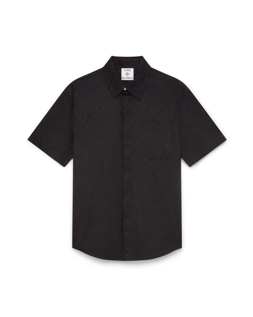 Casablanca Paris Black Chemise À Manches Courtes En Coton Avec Monogramme for men