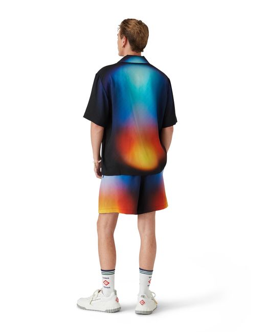 Casablanca Paris Blue Gradient Silk Short Sleeve Shirt, By