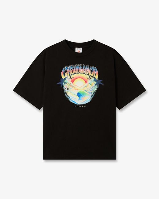 Casablanca Paris Black Airspray Oversized Short Sleeve T-Shirt, By for men