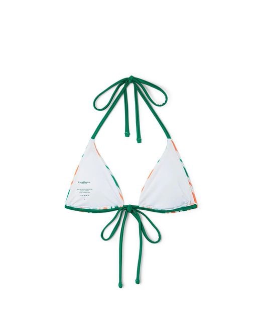Casablanca Paris Green Haut De Bikini Rayé À Cordons