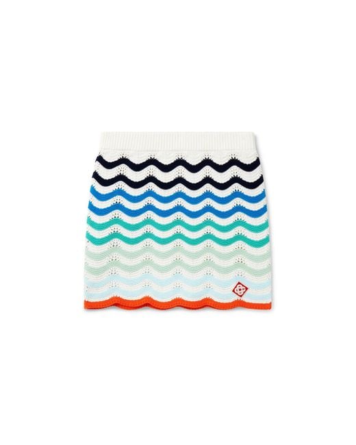 Casablanca Paris Blue Jupe En Crochet À Motif Vagues Dégradées